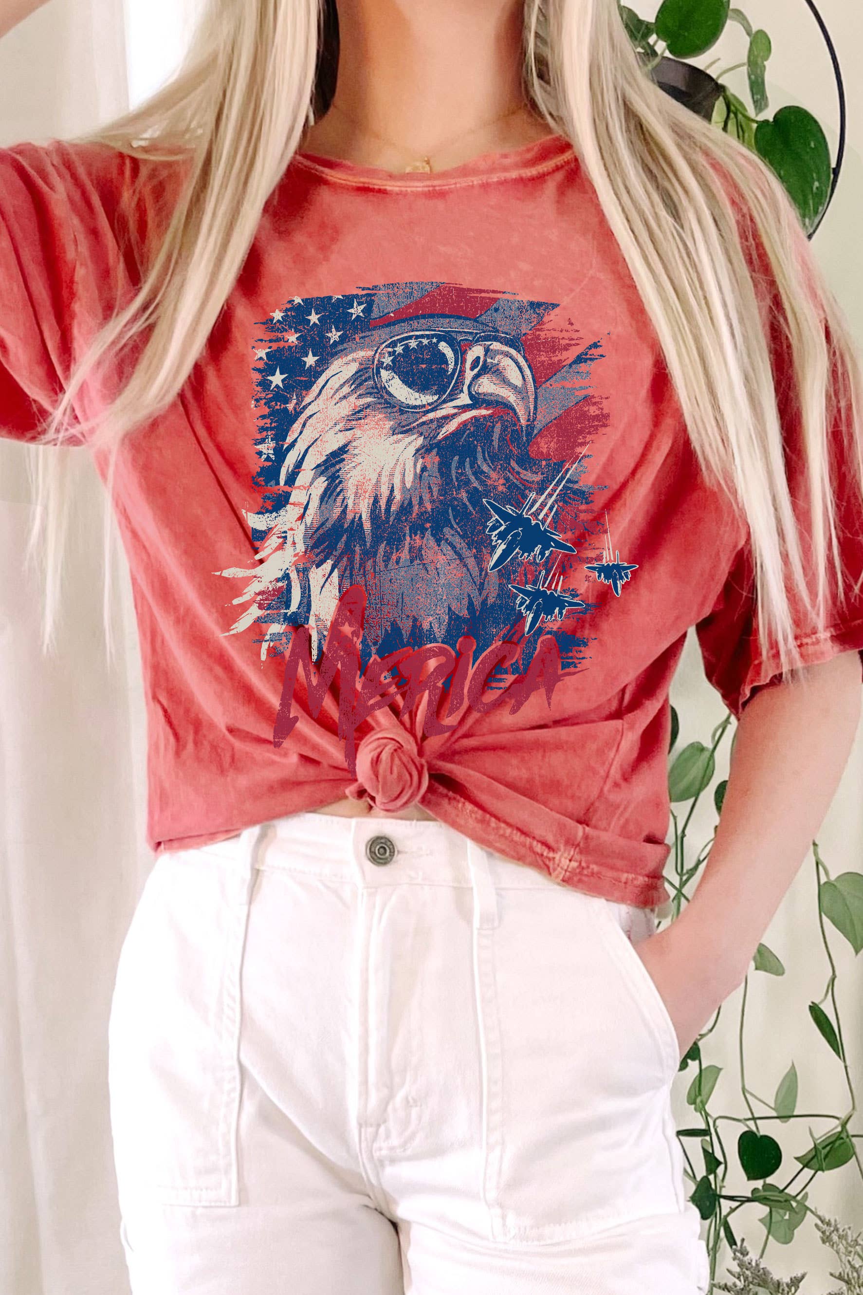 Rustee Clothing - Vente T-shirt sérigraphié – femme - HAUT COURT LONG À MOTIF MINÉRAL MERICA EAGLE3