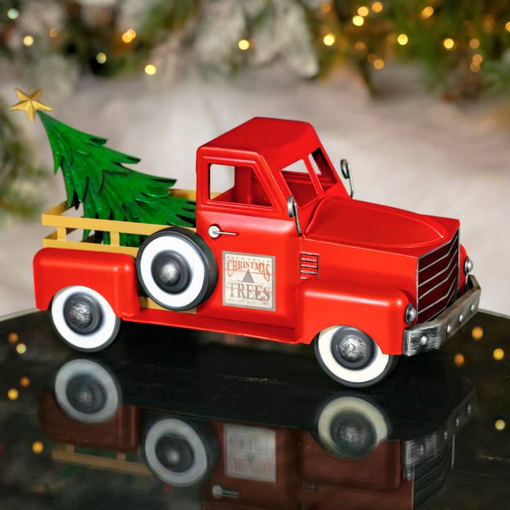 Zaer Ltd. International - Wholesale Christmas Decoration - Small Truck with Christmas Tree- 2 Color Options0