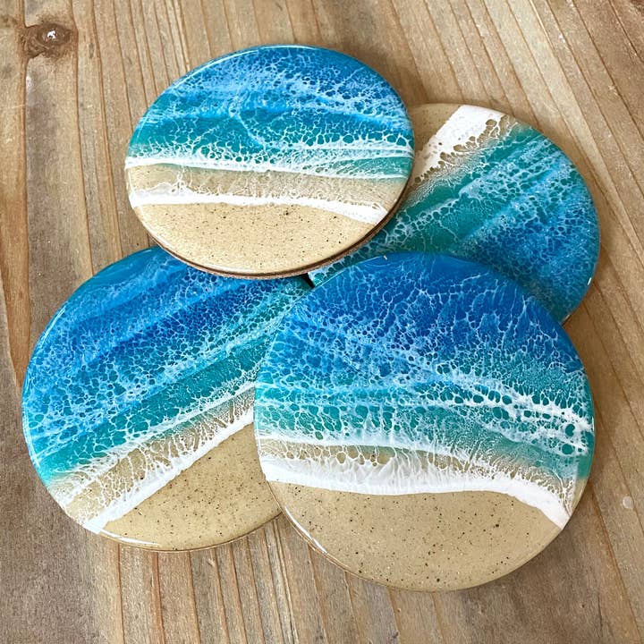 Sea Lion Studio - Wholesale Coasters - Ocean Wave Coaster Set (Set of 4)