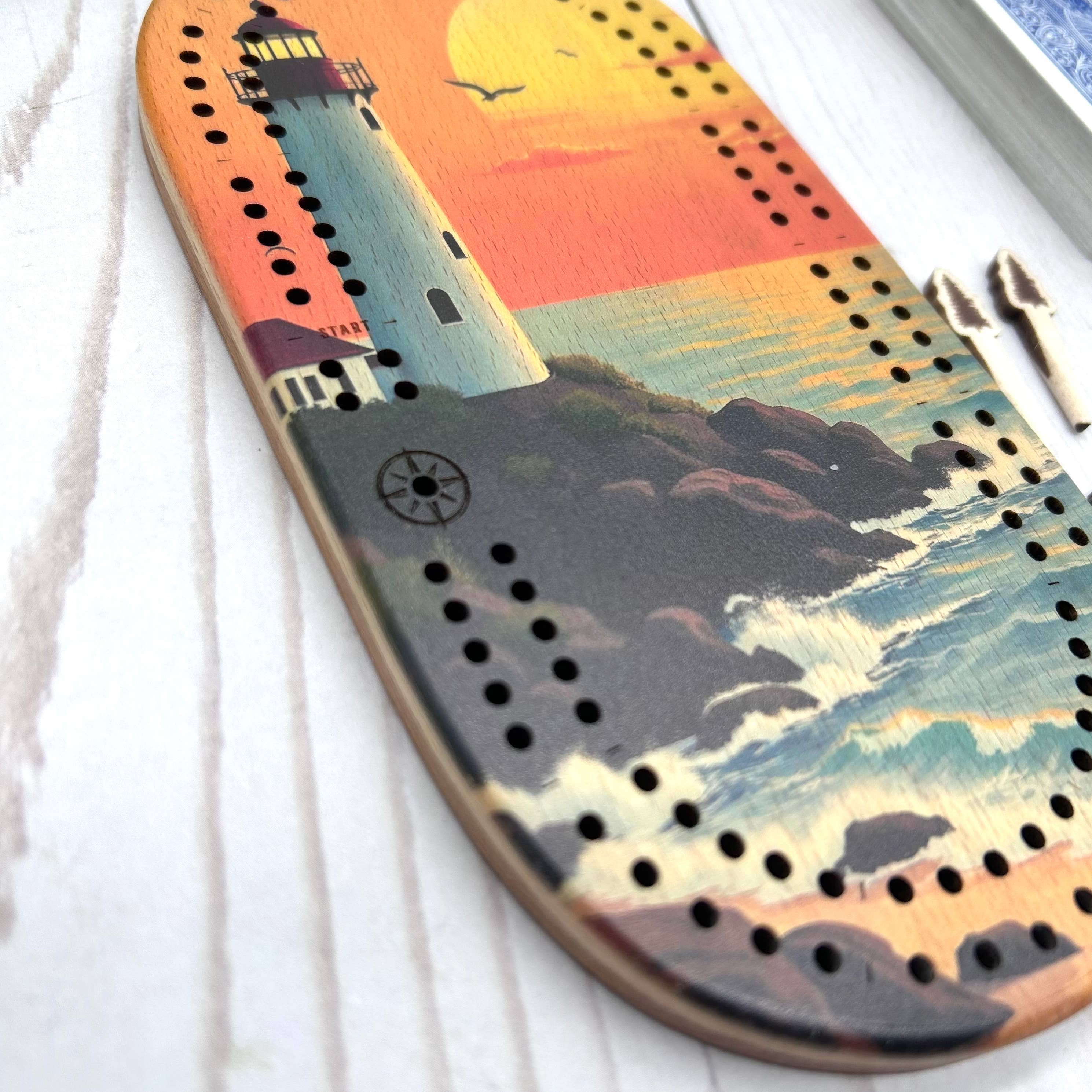 Cast & Carve – Engroshandel Brætspil – Farverig Vildmark Mini Rejse Cribbage Bræt7