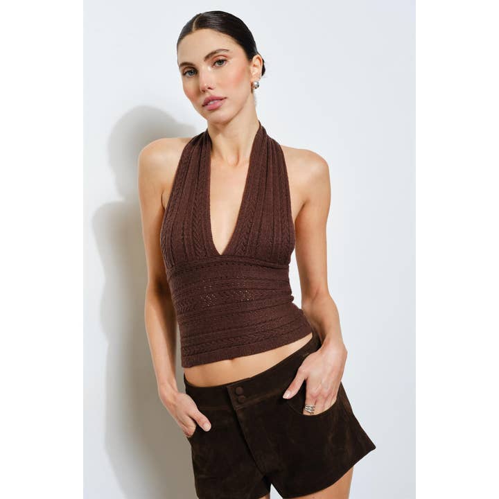 Haut dos nu en maille torsadée Maui pour la vente par Loucia