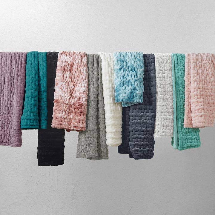 Olliix - Wholesale Throw Blanket - Ruched 50x60" Throw Blanket, Aqua Blue Green
