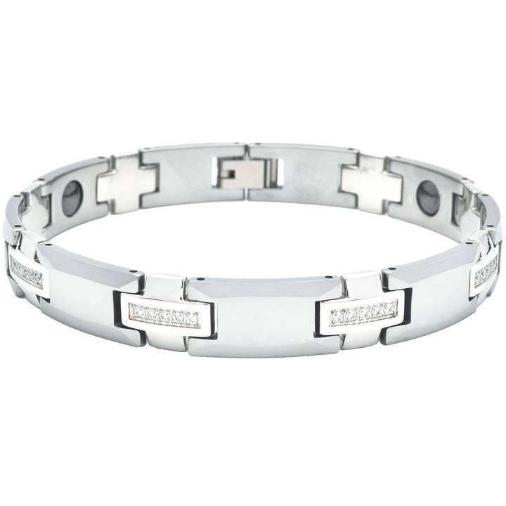 Blackjack Mens Jewelry - Wholesale Link & Chain Bracelet - Tungsten Link Bracelet with CZ