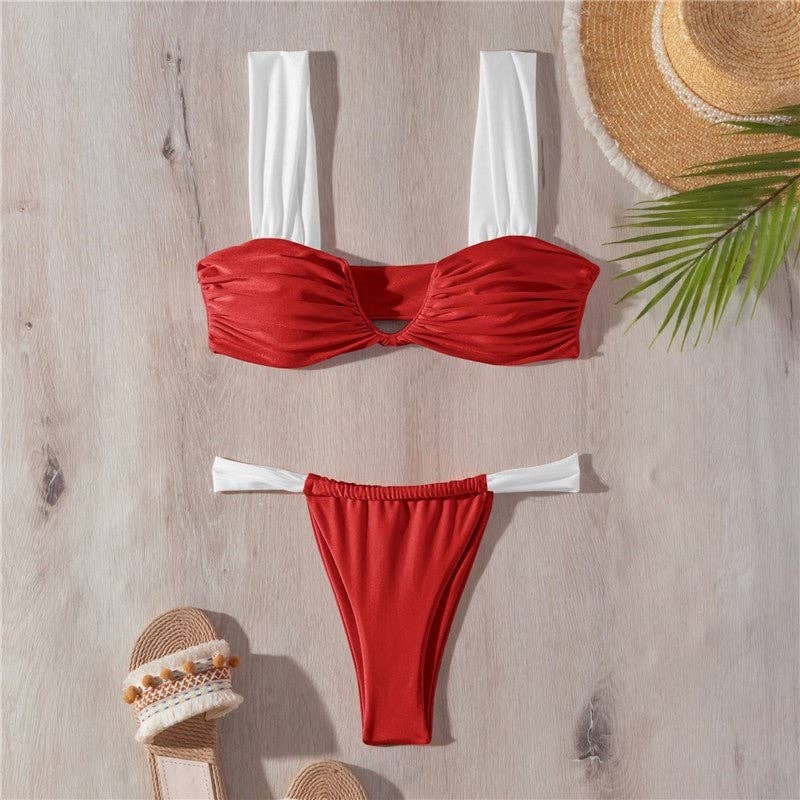 Ekartini - Wholesale Two Piece Swimsuit - Women's - Bikini Sexy Triangle Gathered Deep V Tie Rope Split Swimsuit9