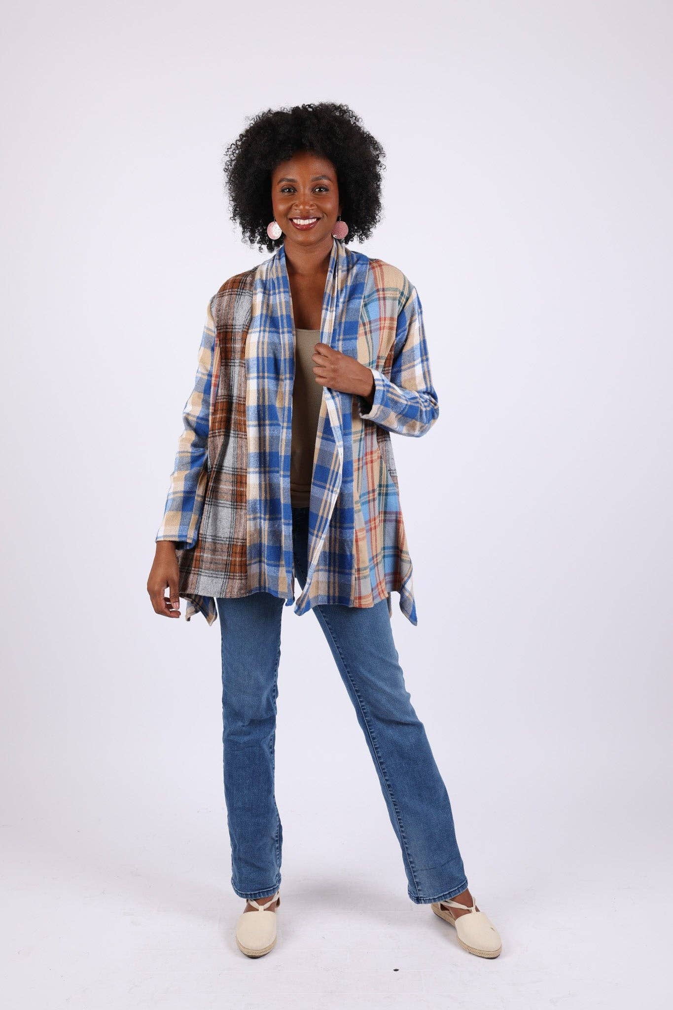 Sacred Threads - Wholesale Cardigan - Women's - Soft Tone Plaid Cardigan: Flannel in Patchwork5