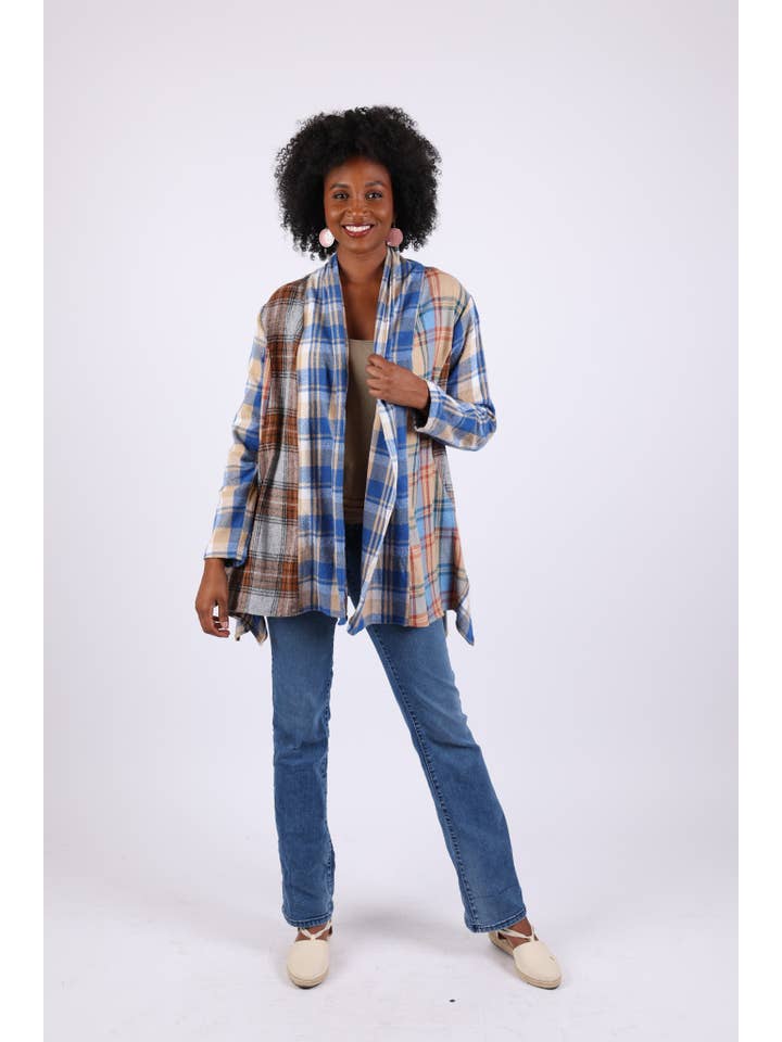 Sacred Threads - Wholesale Cardigan - Women's - Soft Tone Plaid Cardigan: Flannel in Patchwork5
