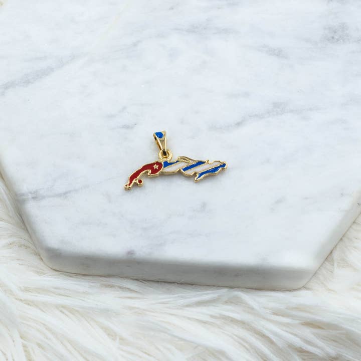Cherie by Cherie - Wholesale Individual Charm/Pendant - Cuba Flag Map Pendant | Cuba Island Pendant
