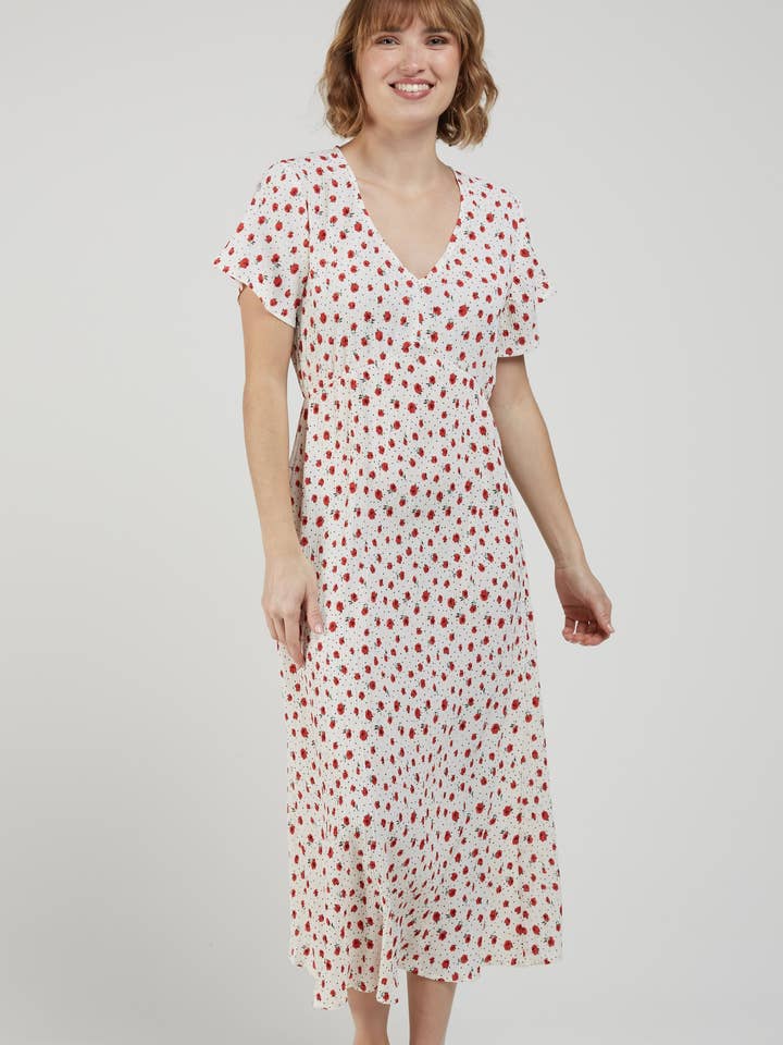 SANJA - Halflange Bloemenjurk - Kreukstof voor wholesale door Andy & Lucy