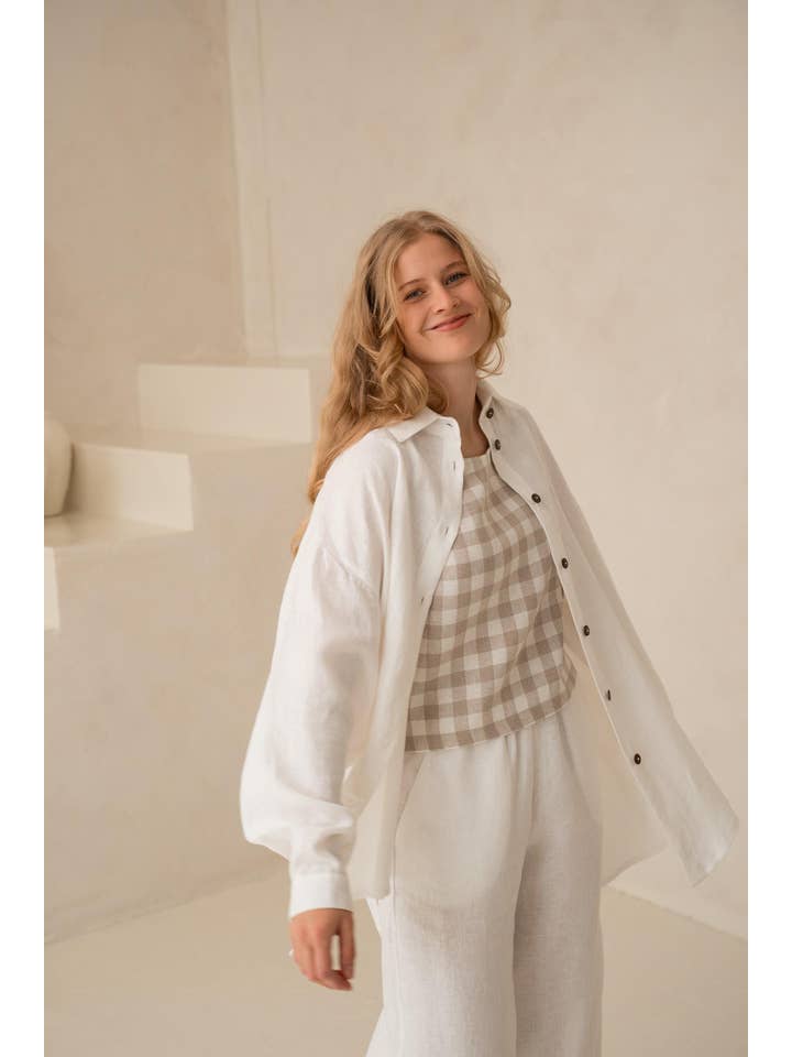 GAUJA GAUJA - Wholesale Button Down Shirt - Women's - Gingham Linen Shirt for Women: Oversized Button-Down6