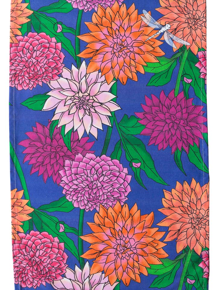 Tea Towel - Dahlias for wholesale by Allgifts Australia