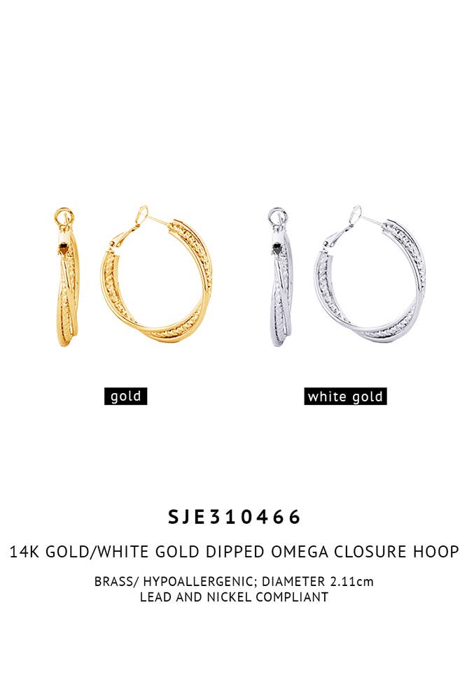 Hana - Wholesale Hoop Earrings - 14K Dipped Omega Closure Hoop1