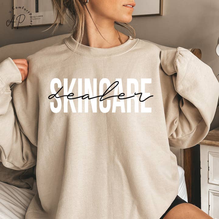 APComfortPrints - Wholesale Graphic Sweatshirt - Women's - Skincare Dealer Sweatshirt, Beauty Skincare Sweater