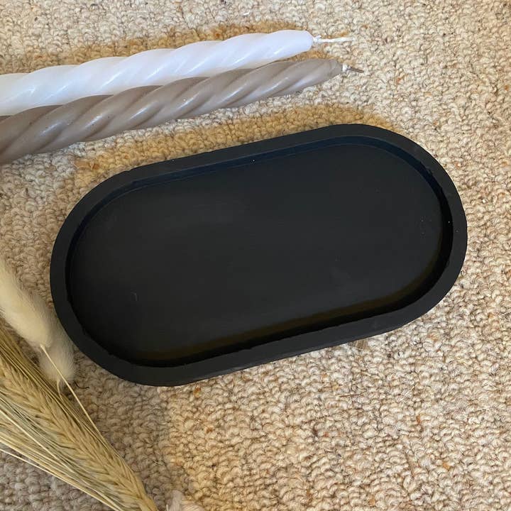 Matt Black Oval Concrete Tray | Display Styling Tray | Decorative Tray for wholesale by Concreates