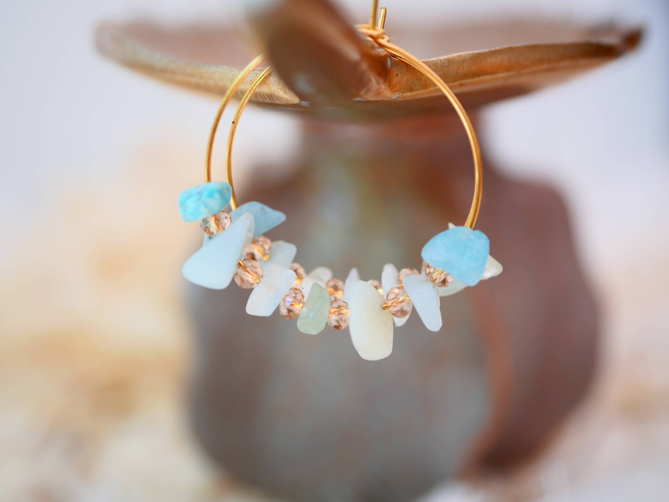 GINANDGER - Wholesale Hoop Earrings - PRISCA AMAZONITE EARRINGS1