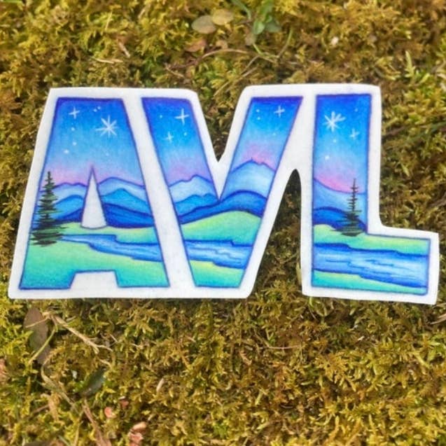 Adesivo AVL Asheville per la vendita all'ingrosso da parte di Wandering Arts and Crafts