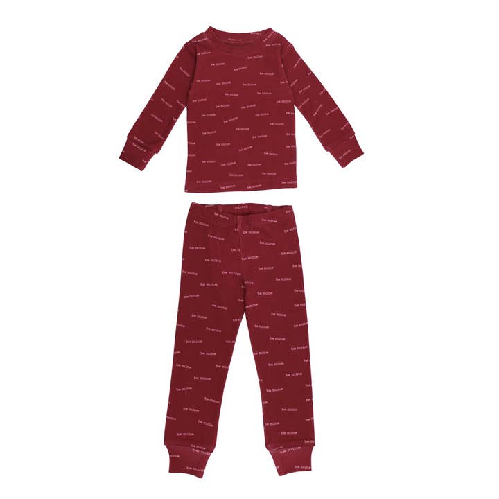 Kids' Organic L/Sleeve PJ Set in Be Mine for wholesale by L'ovedbaby