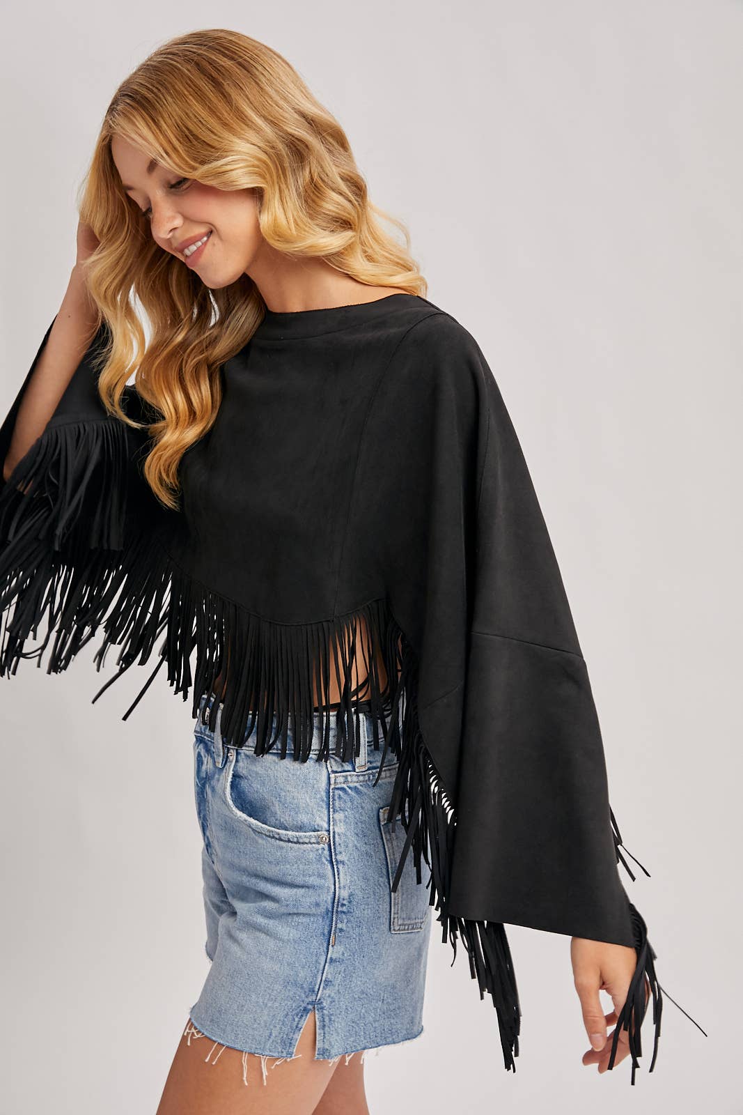 Bluivy - Wholesale Poncho - Women's - WESTERN BOHEMIAN SUEDE FRINGE CAPE6