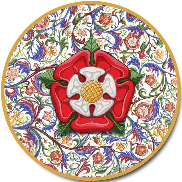 Timeline Gifts Ltd - Vente Sous-verre - Dessous de verre magnétique circulaire - Rose Tudor