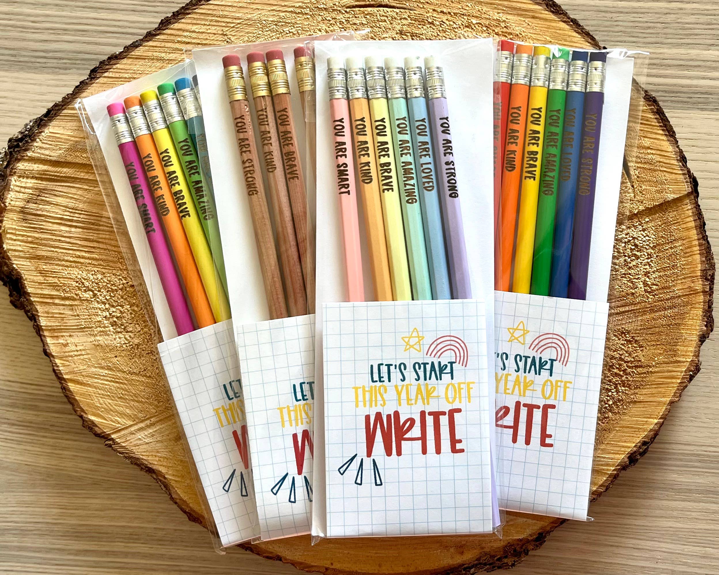 Handmade by Hammero - Wholesale Pencil - Positive Affirmations Pencils, Engraved Pencils Pack4