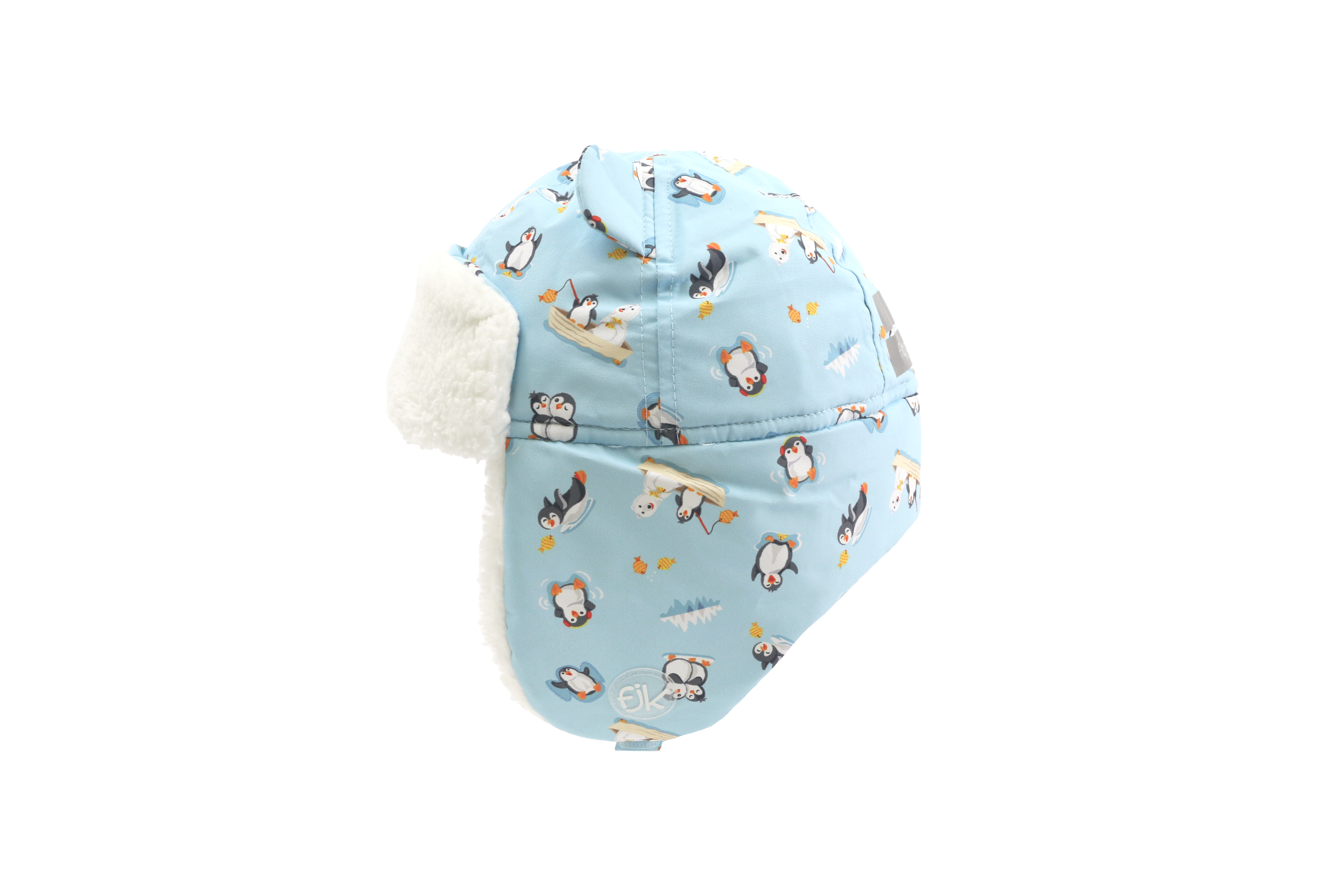 FlapJackKids – wholesale Trapper-/Bomberhattar – Barn – Vattenavvisande trapperhatt - Isfiskepenguin2