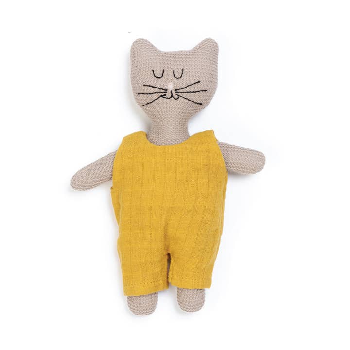 Cotton Knit Child's Rattle Toy: Cat for wholesale by Sophie Home Ltd