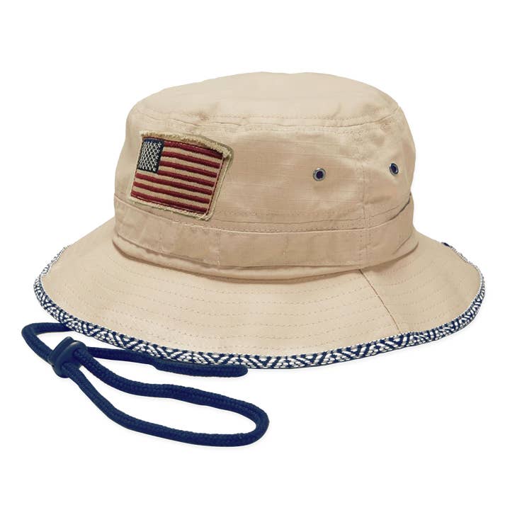Novelty Closeout - Wholesale Bucket Hat - Unisex - Boonie Hat USA America Patch Assortment - 6/Pack3