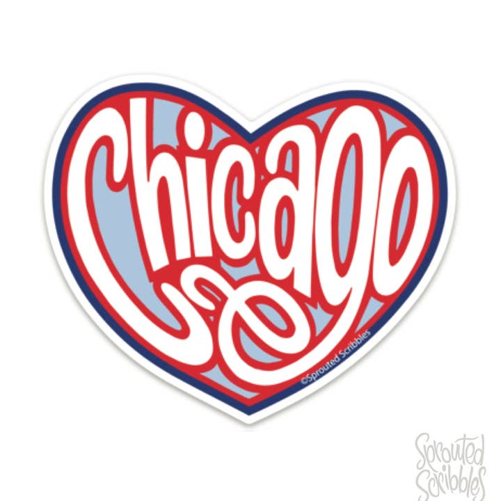 Chicago Sticker - Heart Love Travel for wholesale by Sprouted Scribbles