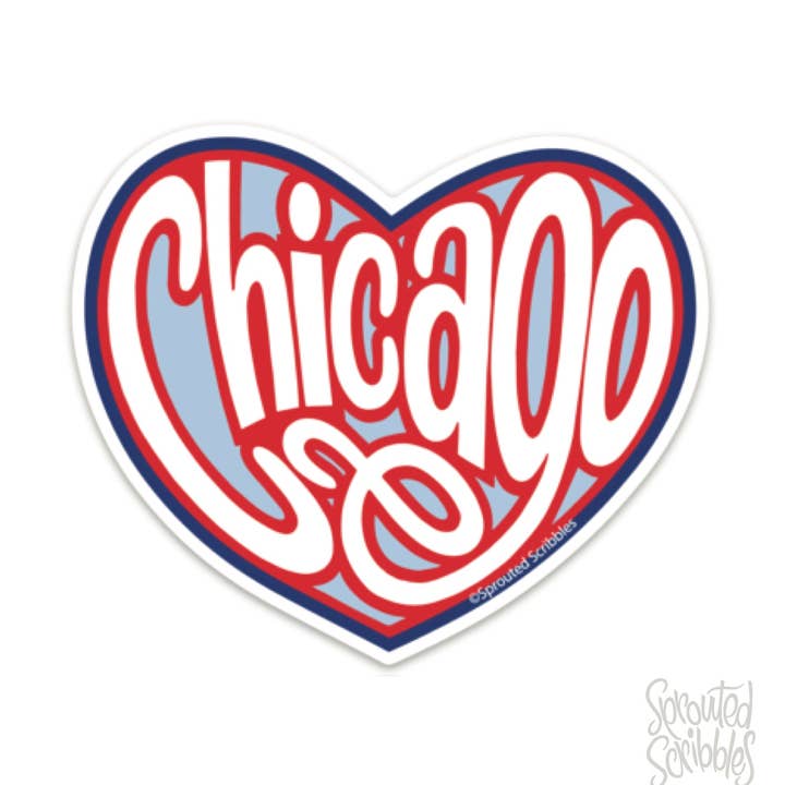 Chicago Sticker - Heart Love Travel for wholesale by Sprouted Scribbles