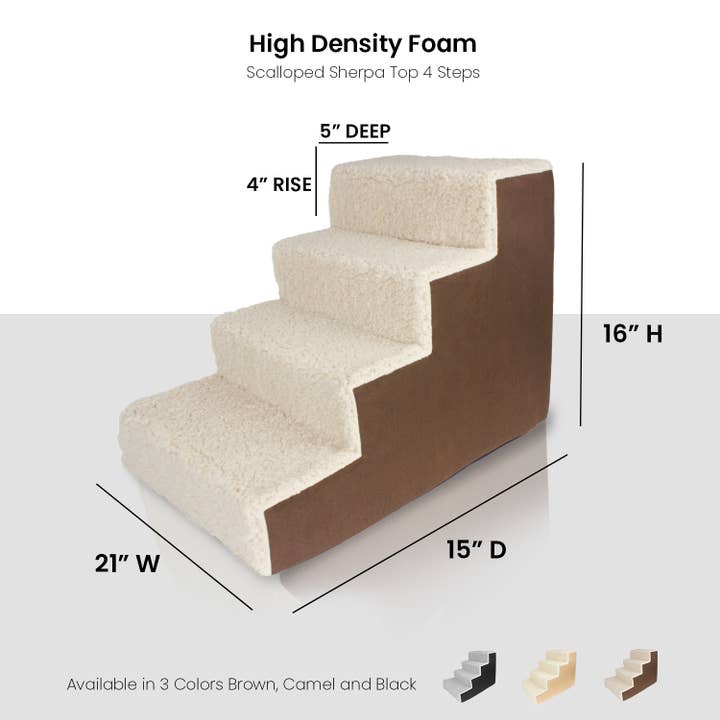 Precious Tails - Wholesale Pet Steps & Ramps - Cat/Dog - Home Base 4-Step Dog Stairs, Pet Steps for Couch and Bed22