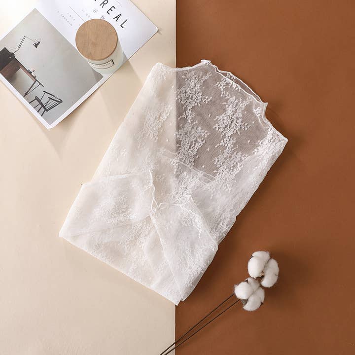 Rosa Clothing - Wholesale T-Shirt - Women's - Semi Sheer Mesh Floral Lace Layering Top