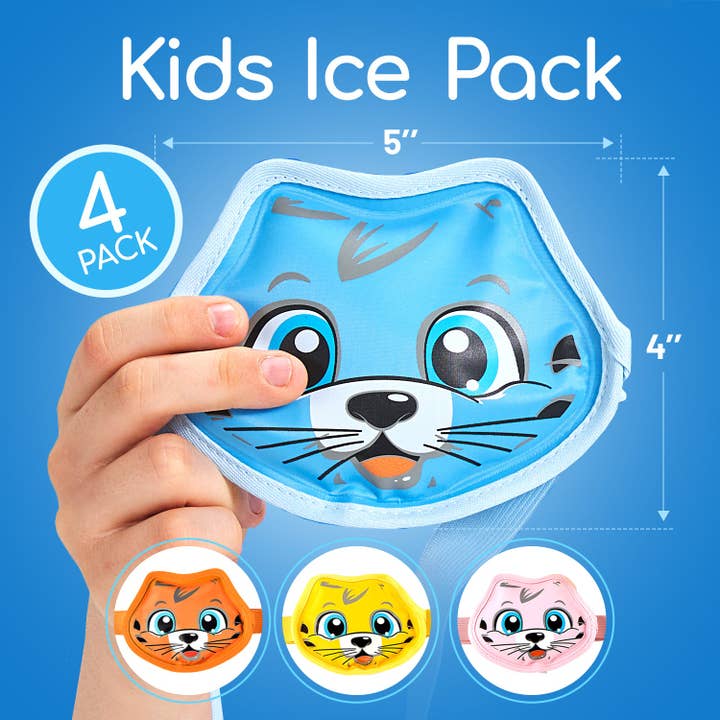 Everlasting Ice RX - Vente Chauffe-mains - Packs de glace pour enfants Everlasting Ice RX avec sangle (lot de 4) | Packs de glace en gel réutilisables pour tout-petits | Doublure en peluche douce | Pack de glace pour enfants pour soulager la douleur, les bosses et les contusions5