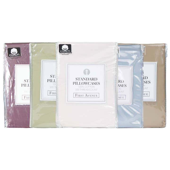 Arkwright Home - Wholesale Bedding Pillowcase/Sham - First Avenue 300 Thread Count Pillowcases (2-Pack), Cotton