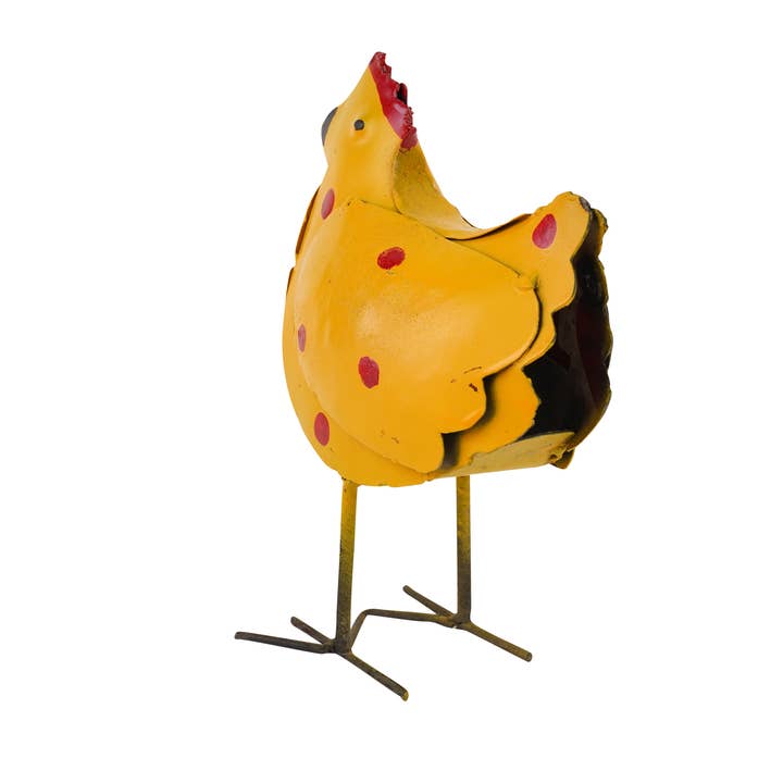 My Amigos Imports - Wholesale Outdoor Ornament/Decor - Polka Dot Chick-Mini-Metal-Chicken-Yard Art-8Wx10H-Chicks