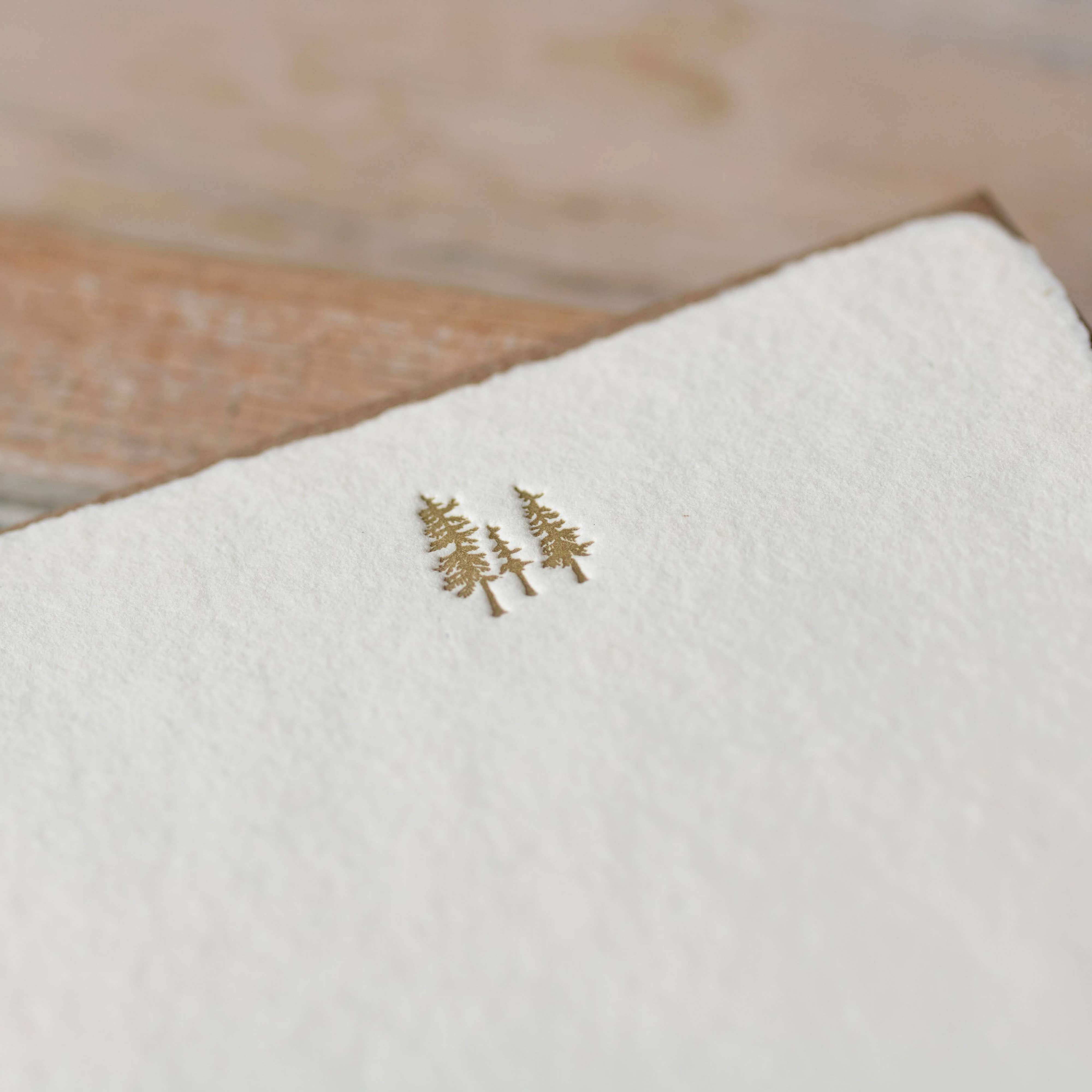 Oblation Papers & Press - Wholesale Stationery/Notecard Set - Trees Deckled Handmade Paper Letterpress Note1
