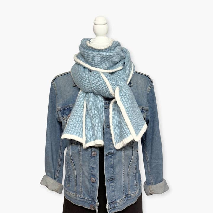 Humble Hilo - Wholesale Scarf - Women's - Humble Hilo Knitted Soft Scarf, Fine Knitted with White Trim27