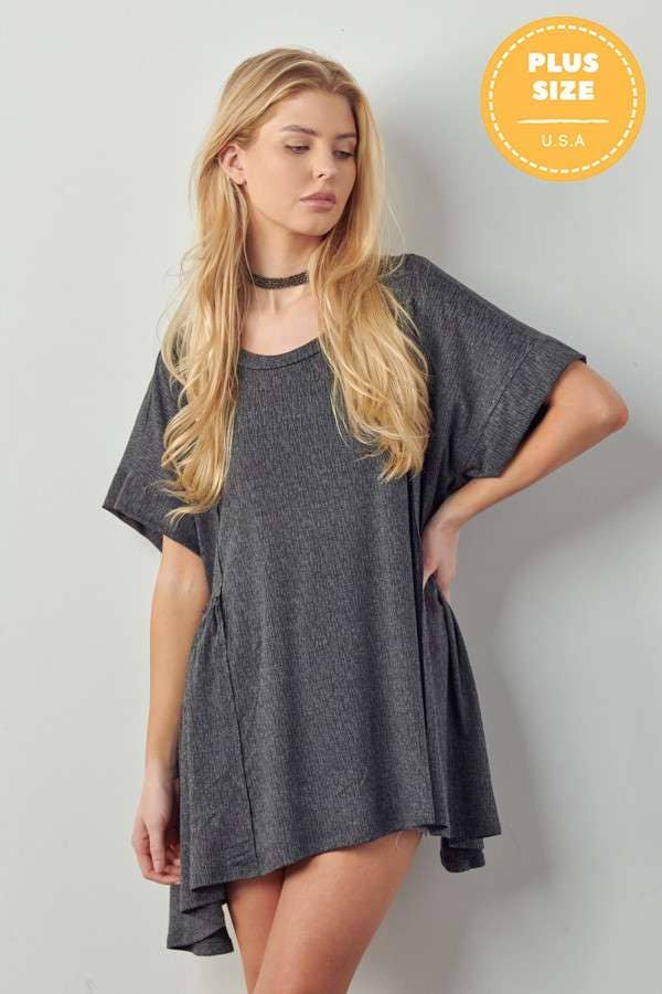 JADE BY JANE – wholesale Tunika - Dam – ÖVERDIMENSIONERAD SHARKBITE BOTTEN TUNIKA PLUS STORLEK2