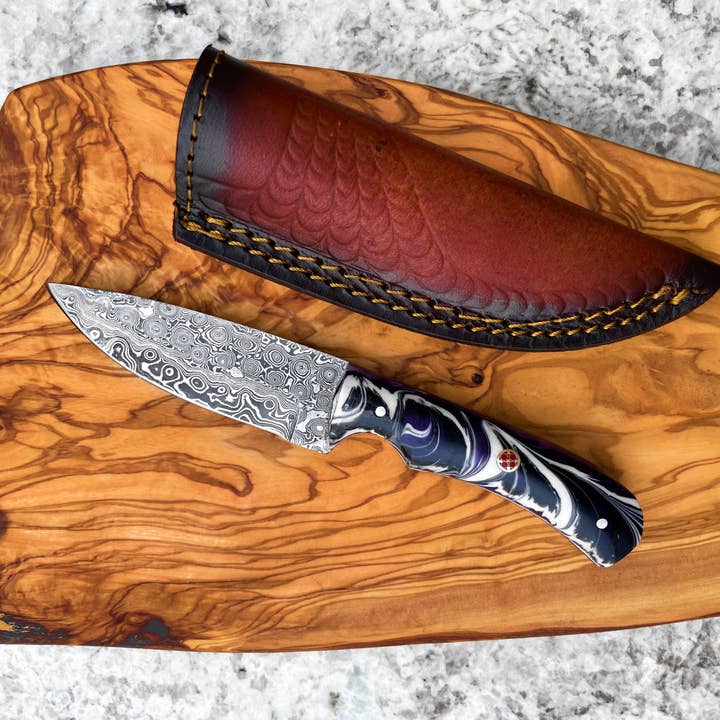 Titan International - Wholesale Kitchen/Utility Knife - Damascus Steel EDC Knife by Titan TD-702 Midnight Prism1