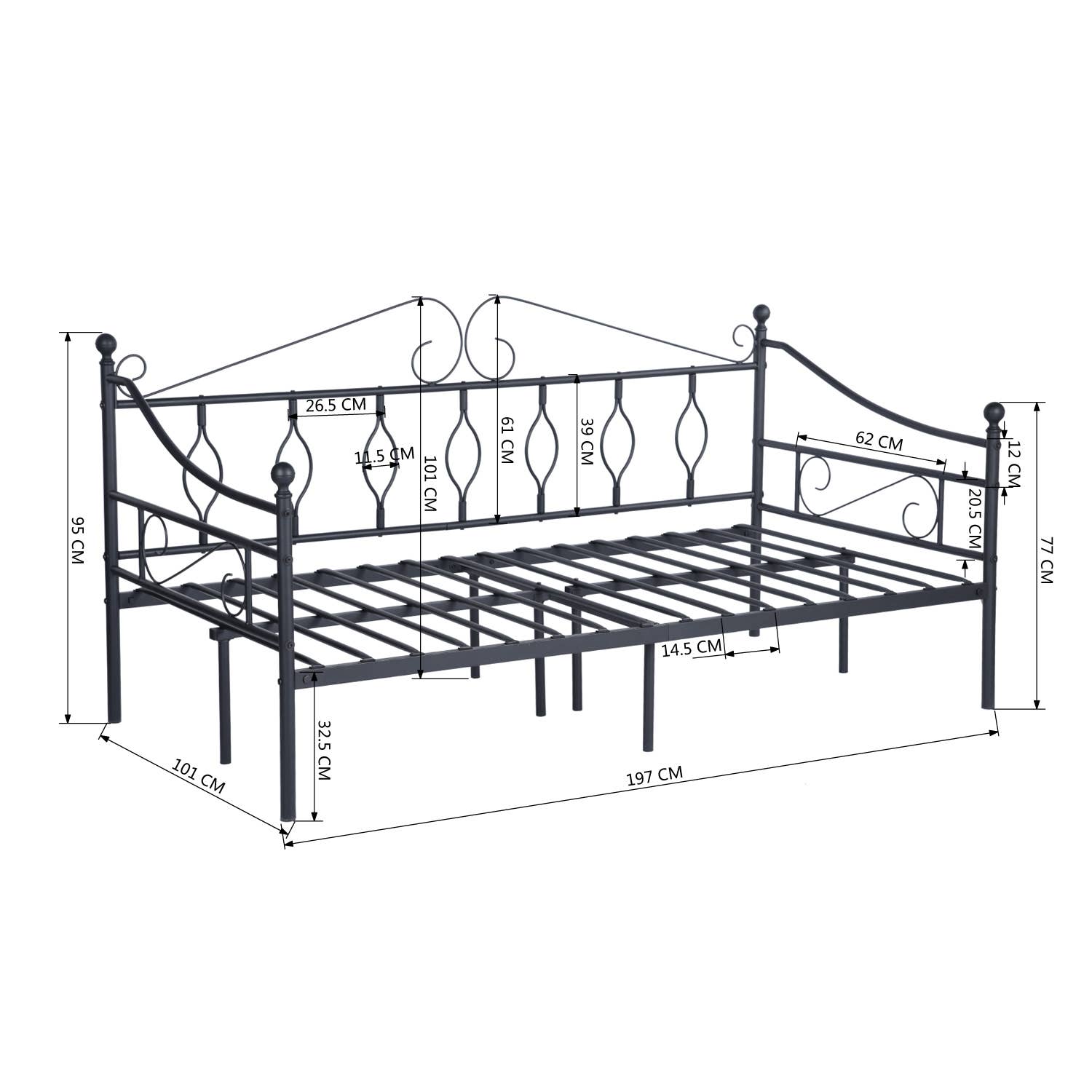 HOMYCASA DESIGN INC - Wholesale Bed - Twin Daybed Metal Platform Bed Frame SofaBed with Metal Slat17