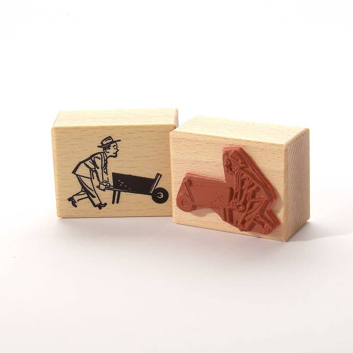 Heindesign – wholesale Rubber/decorative stamp – Stamp: Man With Wheelbarrow