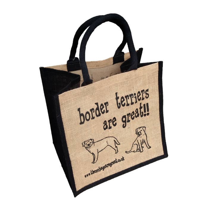 Border Terriers are Great Bag - Jute Shopping Bag Gift Dog for wholesale by These Bags are Great