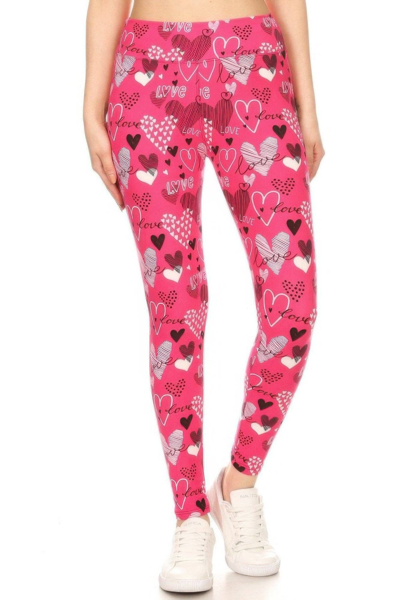 CC Wholesale Clothing - Wholesale Fashion Leggings - Women's - Heart Prints Printed, High Waisted Leggings