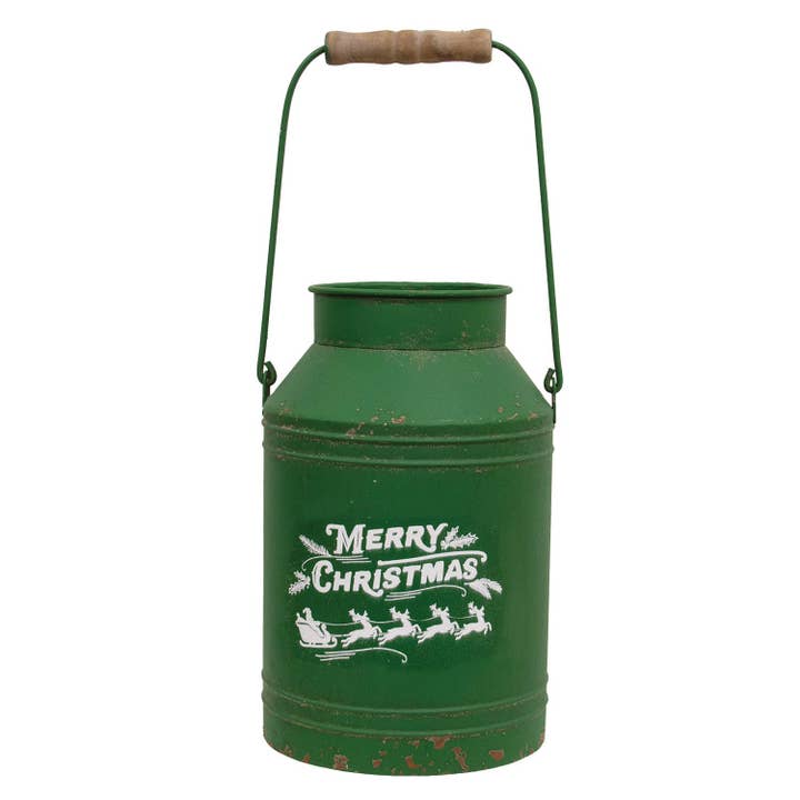 Latta Verde Invecchiata Buon Natale Babbo Natale & Renna Latte per la vendita all'ingrosso da parte di CWI Gifts