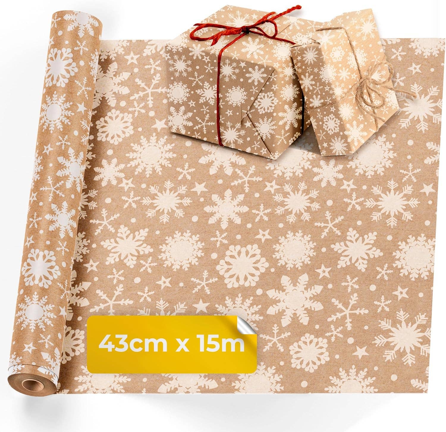Jara Trading - Wholesale Wrapping Paper Roll - Kraft Wrapping Paper - 15M x 43CM Premium Gift Wrapping Paper Roll Patterned with Strings - Brown Paper Roll Used as Christmas Wrapping Paper, Birthday Wrapping Paper or Parcel Packing3