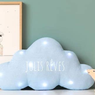 Blaues musikalisches Nachtlicht mit Glitzerwolke „Jolis Rêves“ für den Großhandel von oh la la paris