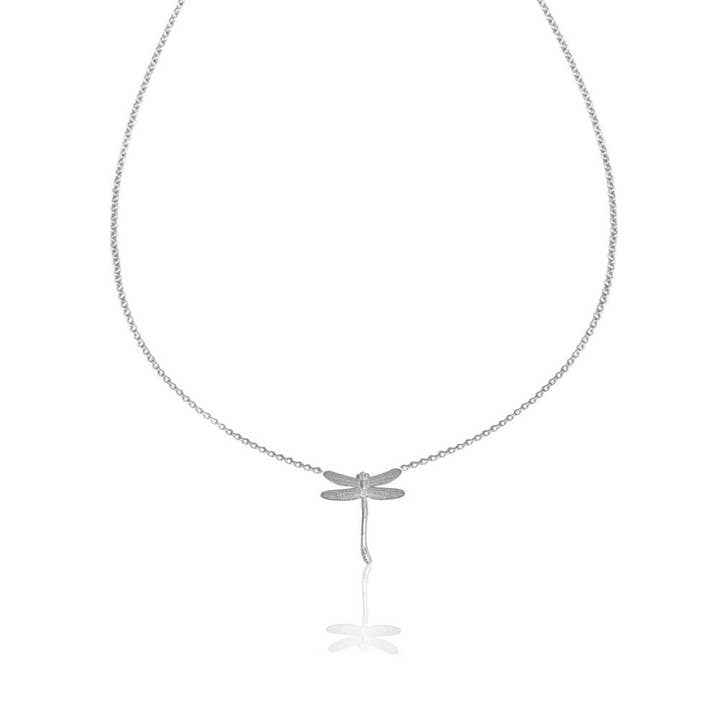 Tiny Silver Dragonfly Necklace for wholesale by Trilogie