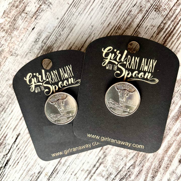 Montana Viertel Anstecknadel für den Großhandel von Girl Ran Away With the Spoon