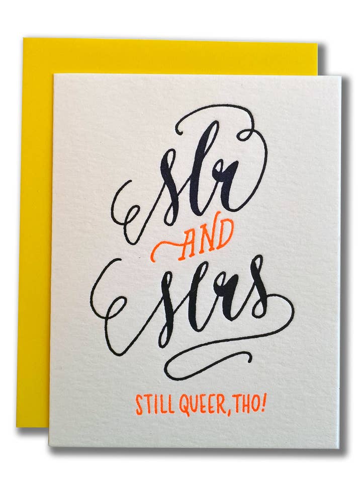 Queer Mr. & Mrs. Wedding Card for wholesale by Ladyfingers Letterpress