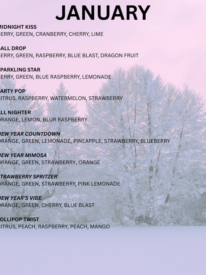 JANUARY TEA MENU for wholesale by The Savvy Cactus