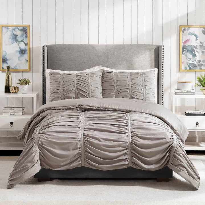 Emily Texture Comforter Set (Lichtgrijs) - Modern Heirloom voor wholesale door Peking Handicraft