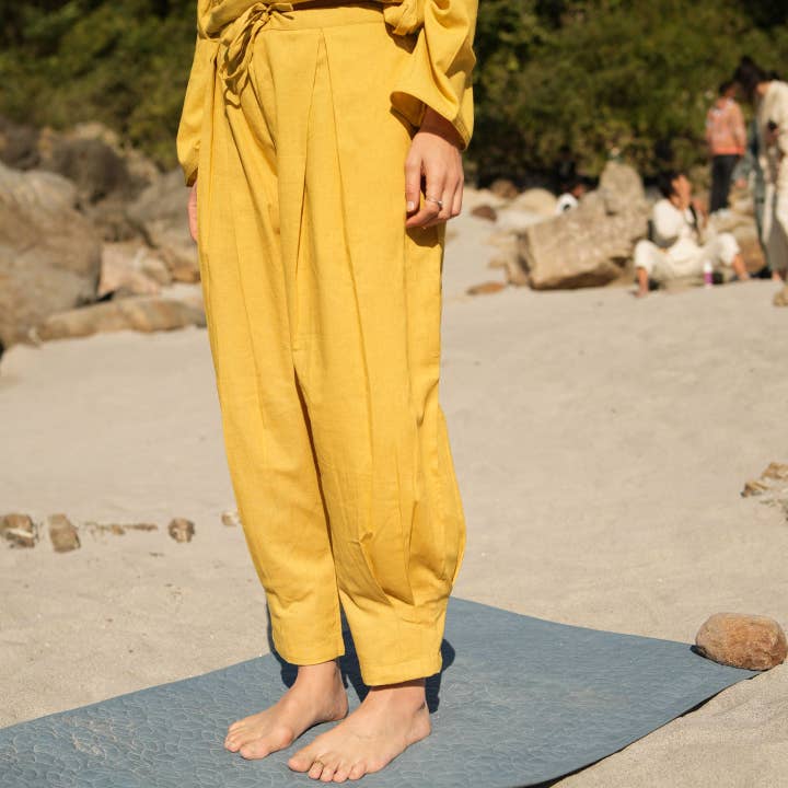 Pantalones de Yoga de Algodón para Mujer Amarillos -Tara para venta al por mayor de AKISO